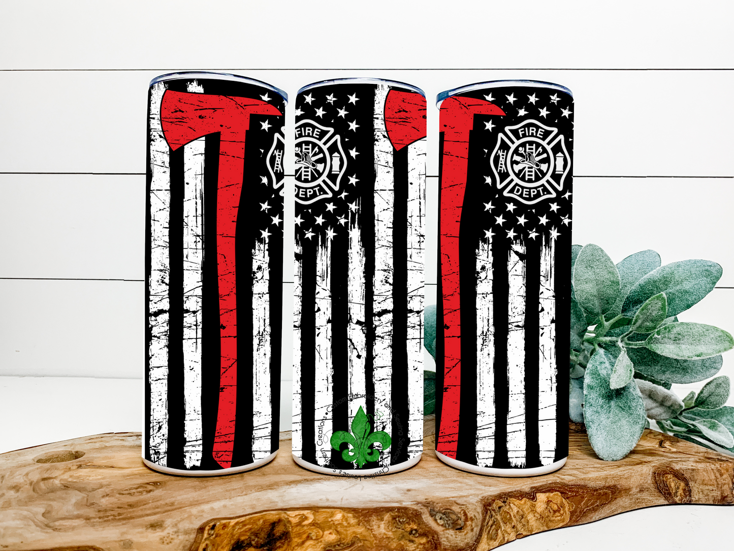 FireFighter Tumbler, 20 Oz. Insulated Tumbler with Lid and Straw