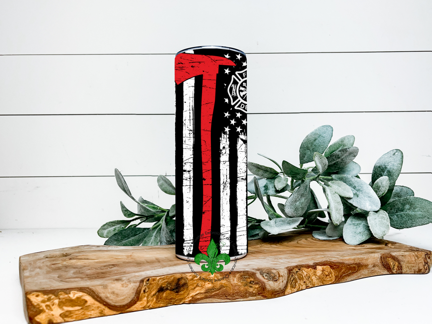FireFighter Tumbler, 20 Oz. Insulated Tumbler with Lid and Straw
