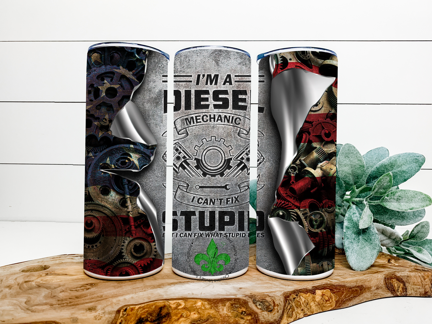 Diesel Mechanic Tumbler, 20 Oz. Insulated Tumbler with Lid and Straw