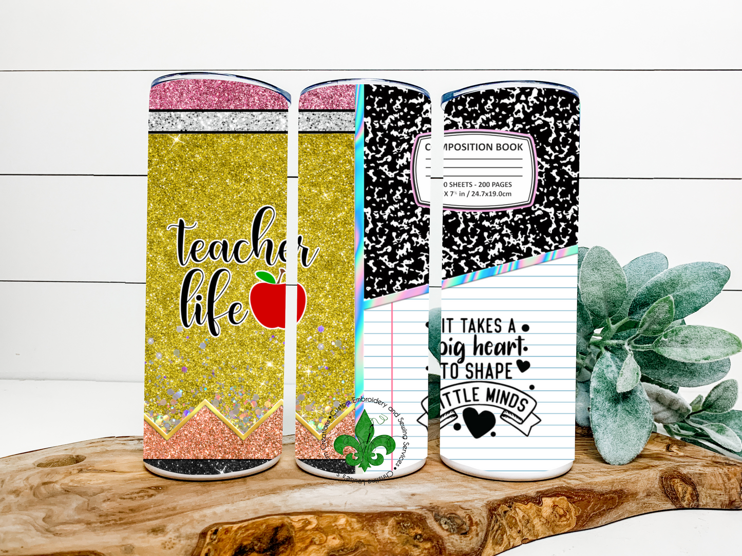 Teacher Life It Takes Big Hearts to Shape Little Minds Tumbler, 20 Oz. Insulated Tumbler with Lid and Straw