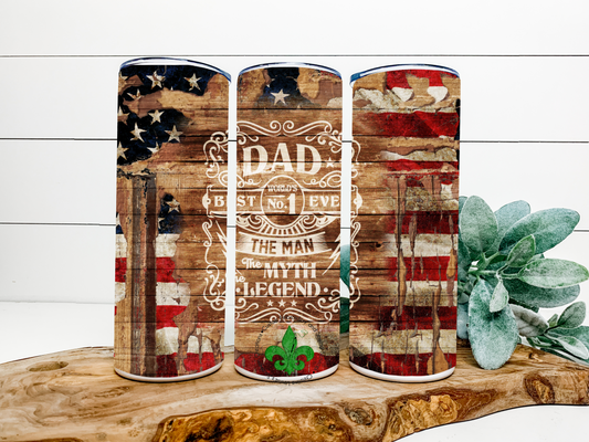 Dad American Flag Tumbler, 20 Oz. Insulated Tumbler with Lid and Straw