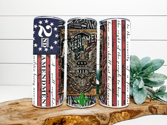 Second Amendment Tumbler, 20 Oz. Insulated Tumbler with Lid and Straw