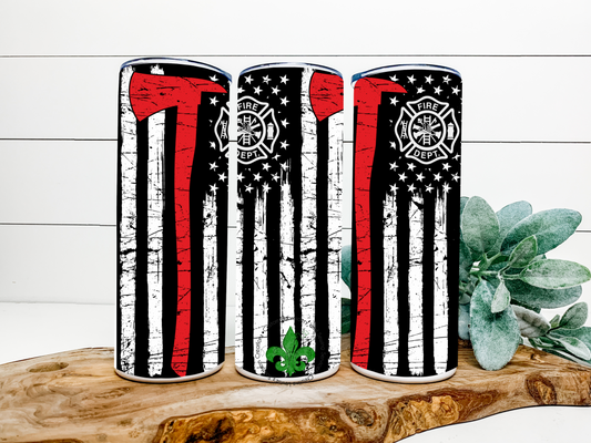 FireFighter Tumbler, 20 Oz. Insulated Tumbler with Lid and Straw