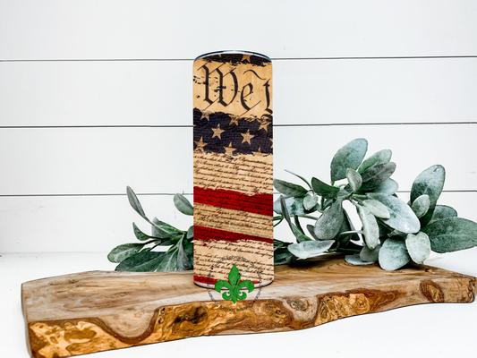 We The People American Flag Tumbler, 20 Oz. Insulated Tumbler with Lid and Straw