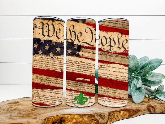 We The People American Flag Tumbler, 20 Oz. Insulated Tumbler with Lid and Straw