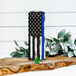 Blue Line Police Flag Tumbler, 20 Oz. Insulated Tumbler with Lid and Straw