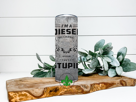 Diesel Mechanic Tumbler, 20 Oz. Insulated Tumbler with Lid and Straw