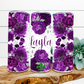 Purple Flowers Personalized Name Tumbler Light Background, 20 Oz. Insulated Tumbler with Lid and Straw