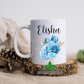 Blue And Gold Floral Bouquet Personalized Name Mug