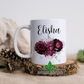 Burgundy And Silver Floral Bouquet Personalized Name Mug