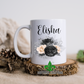 Peach and Black Floral Bouquet Personalized Name Mug