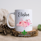 Pink And Silver Floral Bouquet Personalized Name Mug