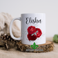 Red And Silver Floral Bouquet Personalized Name Mug