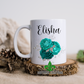 Teal And Silver Floral Bouquet Personalized Name Mug