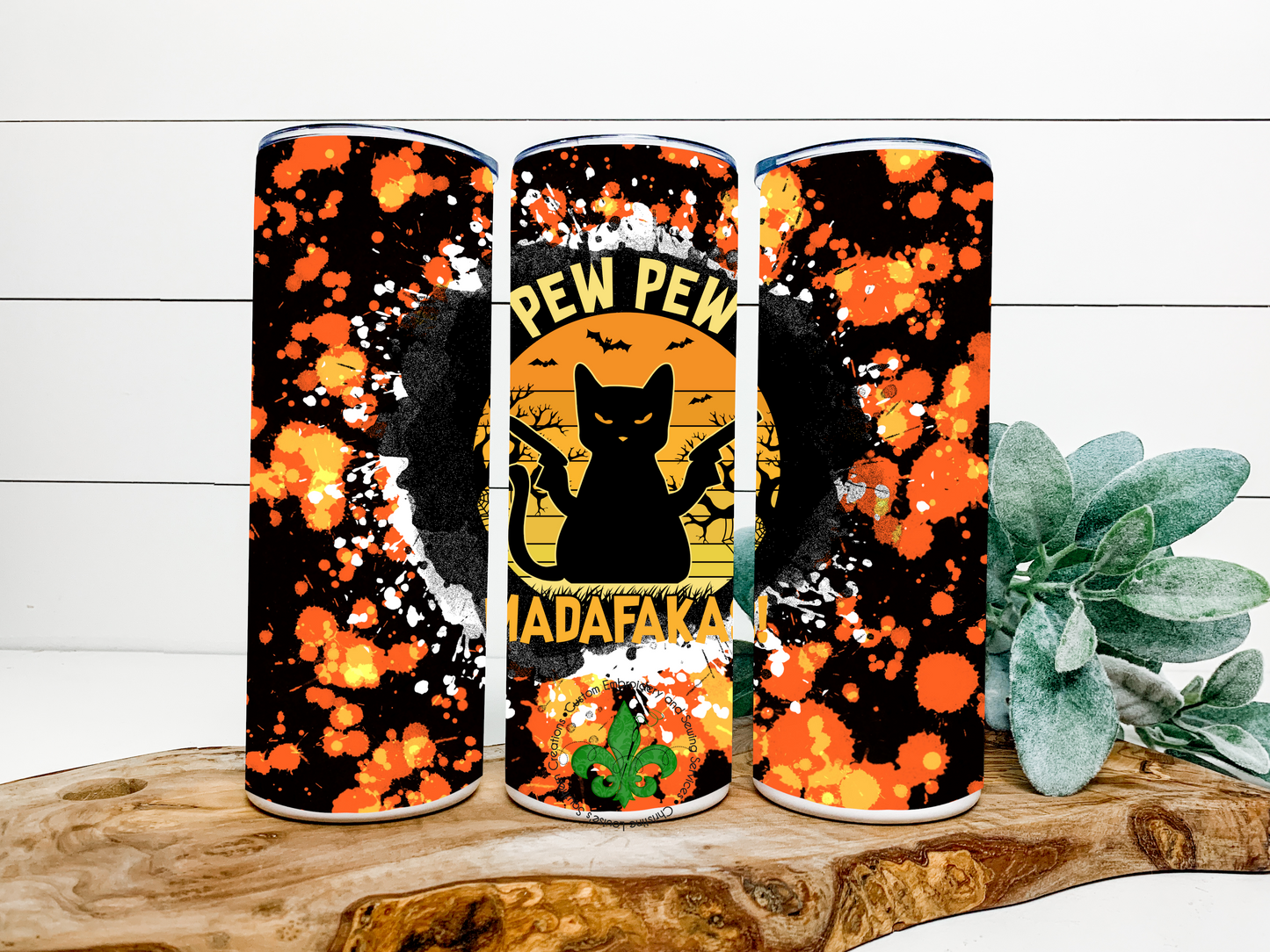 Pew Pew Cat Tumbler, 20 Oz. Insulated Tumbler with Lid and Straw