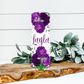 Purple Flowers Personalized Name Tumbler Light Background, 20 Oz. Insulated Tumbler with Lid and Straw