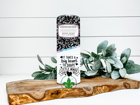 Teacher Life It Takes Big Hearts to Shape Little Minds Tumbler, 20 Oz. Insulated Tumbler with Lid and Straw