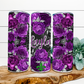 Purple Flowers Personalized Name Tumbler Dark Background, 20 Oz. Insulated Tumbler with Lid and Straw
