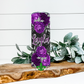 Purple Flowers Personalized Name Tumbler Dark Background, 20 Oz. Insulated Tumbler with Lid and Straw